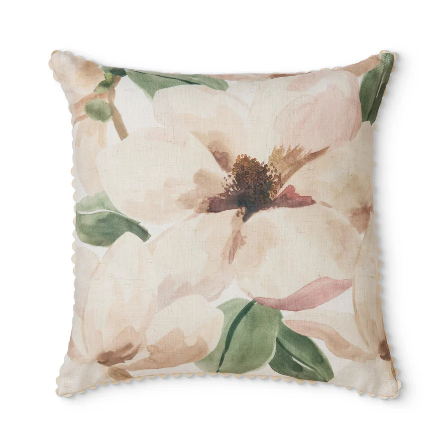 Madras Link Magnolia Floral Blush Cushion 50cm - botanical print cushion