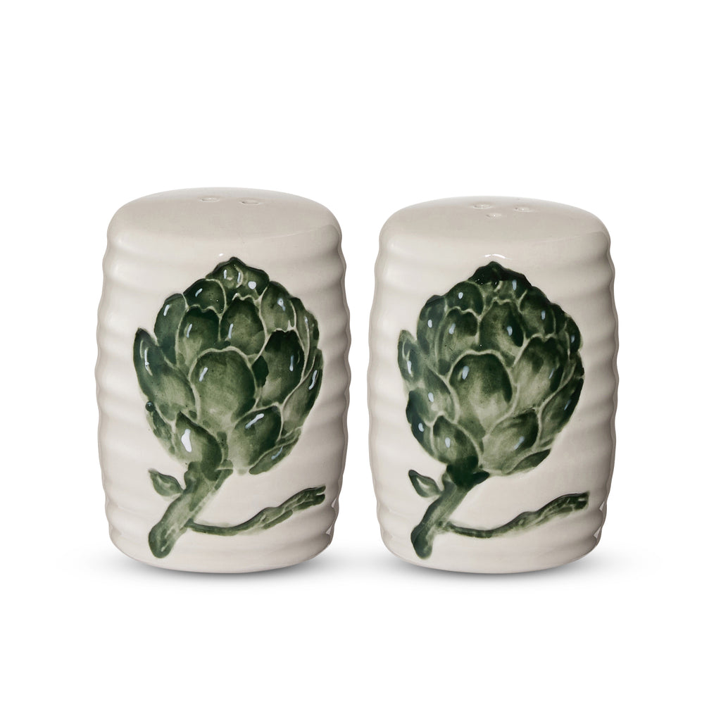 Madras Link Artichoke Salt and Pepper Set - ceramic botanical tableware