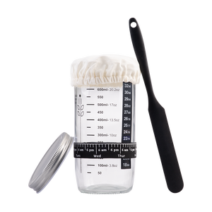 Daily Bake Sourdough Starter Kit 5 Piece jar, cloth cover and spatula - bread making kit