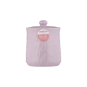 Mason Cash In The Meadow jar lilac detail — embossed floral stoneware design