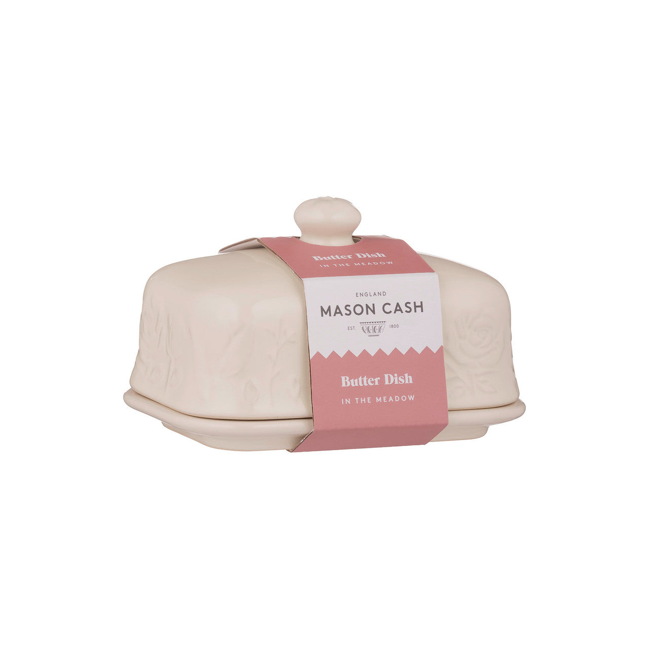 Stoneware Butter Dish with Lid – Embossed Floral 500g – Mason Cash