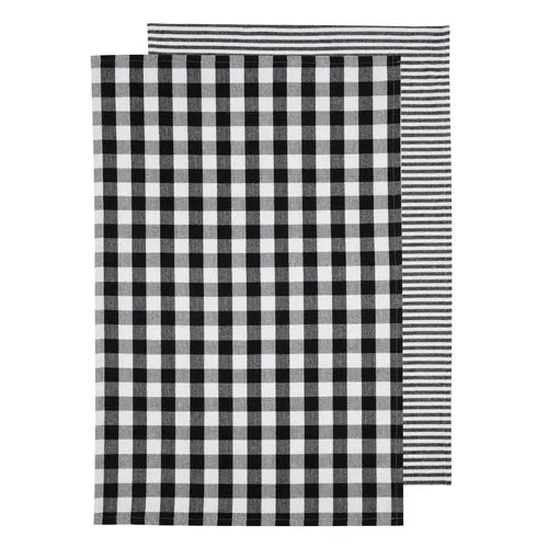 Eco Gingham Kitchen Towel Set of 2 – Black – Ladelle