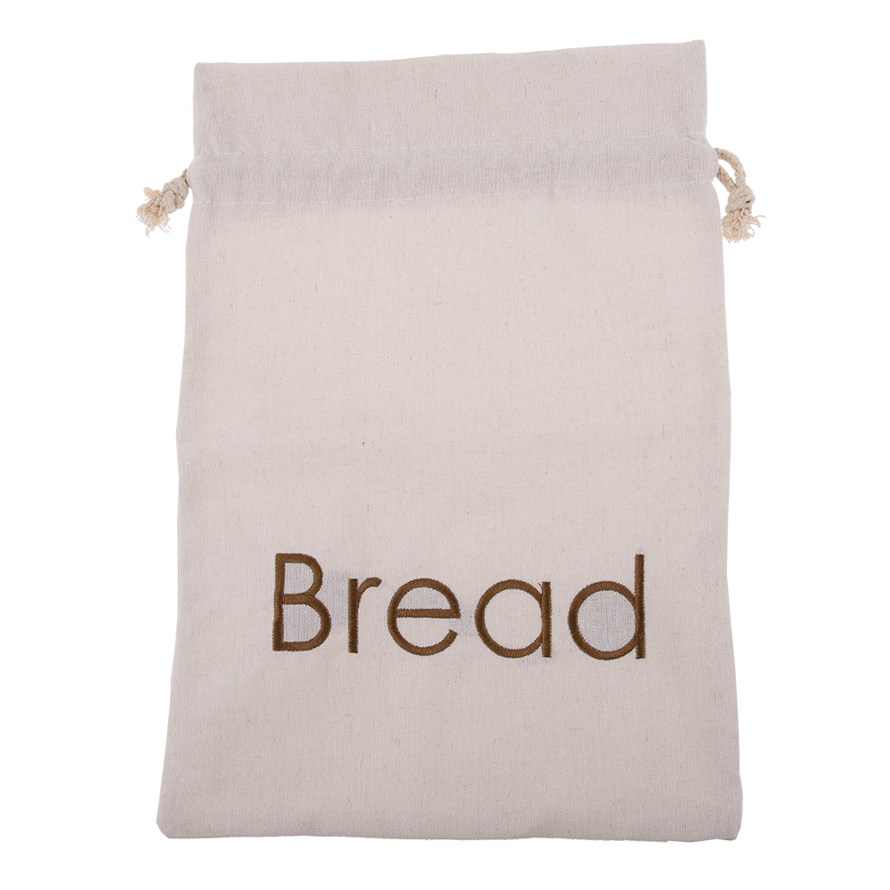 Appetito Embroidered Bread Bag - drawstring detail view