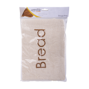 Appetito Embroidered Bread Bag - reusable loaf storage in use