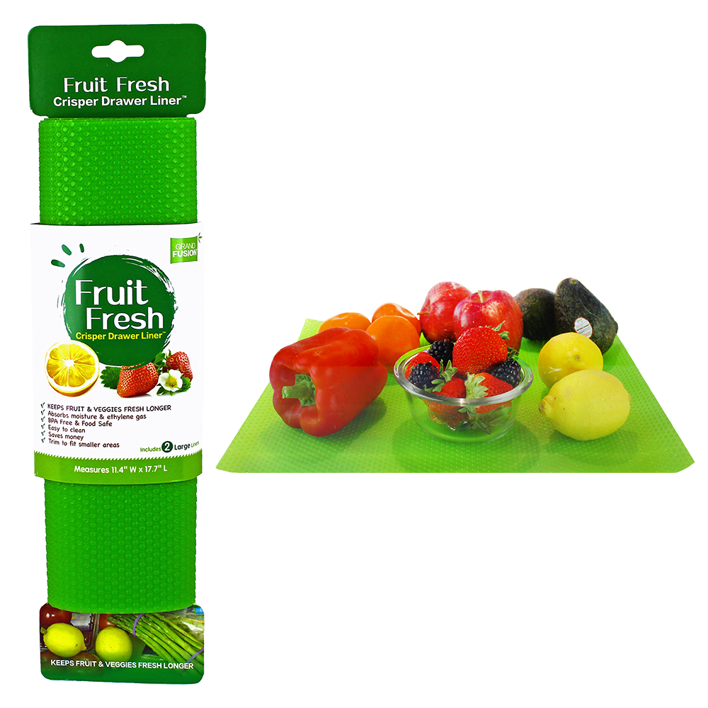 Grand Fusion Fruit Fresh Crisper Drawer Liner Set of 2 Green - crisper drawer liner