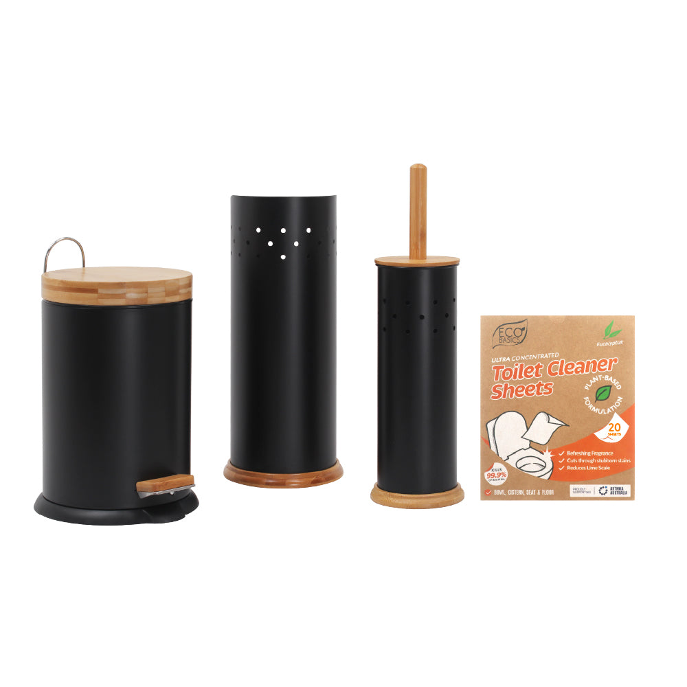 3-in-1 Bathroom Set Black - White Magic Eco Basics