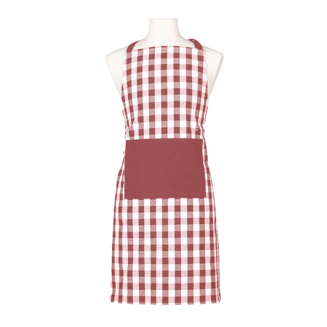 Ladelle Eco Gingham apron in blush check with front pocket