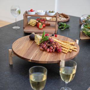 Ladelle Gather Elevated Lazy Susan Acacia timber - styled with serveware