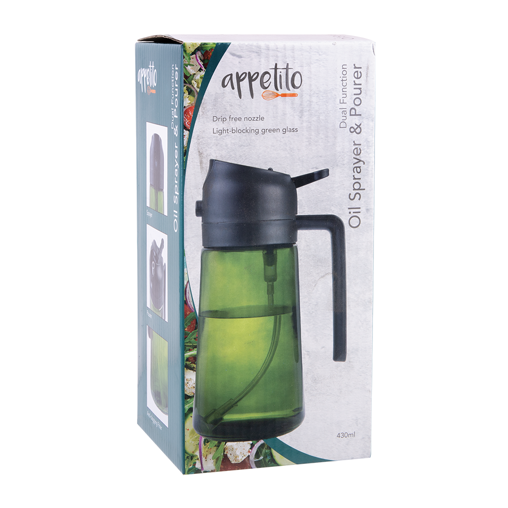 Appetito Dual Function Oil Sprayer and Pourer retail box - kitchen tools