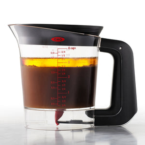 OXO Good Grips Gravy Fat Separator 1L - strainer and valve detail