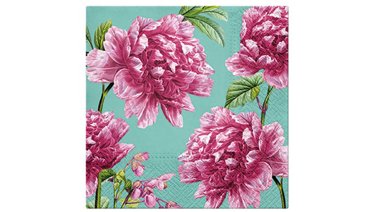 PAW Lunch Napkins 33cm Beautiful Peonies - pink peony floral paper napkins
