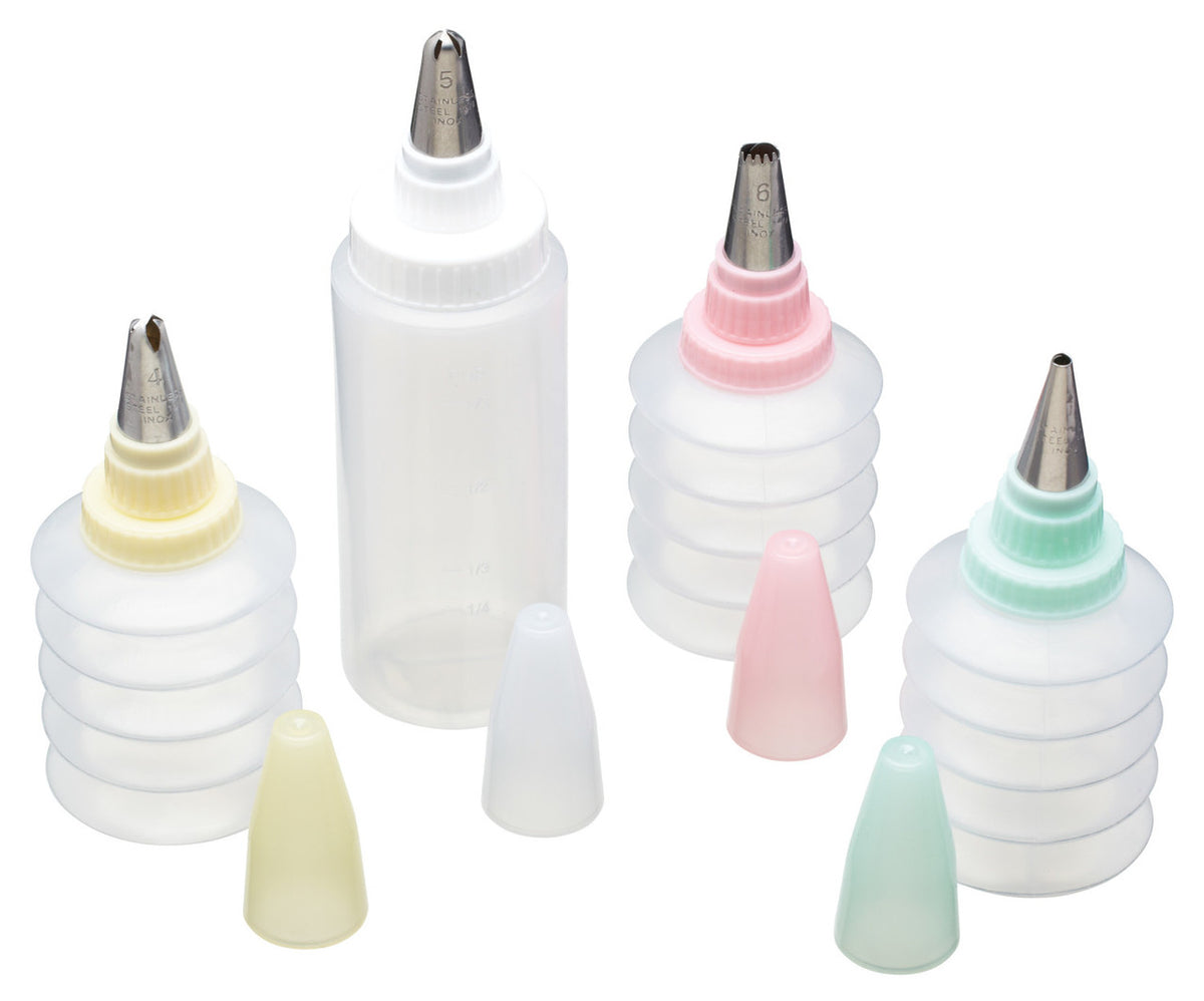 MasterCraft Cookie and Cupcake Decorating Kit - squeeze bottle icing set with piping nozzles
