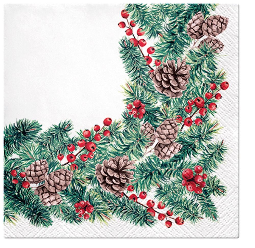 Winter Branches Christmas lunch napkins 33cm winter motif