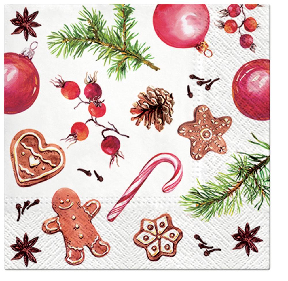Homemade Sweets Christmas lunch napkins 33cm dessert theme