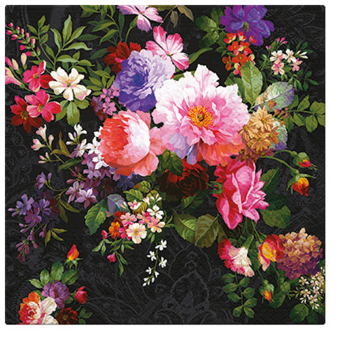 Lunch Napkin 33cm Roses On Velvet