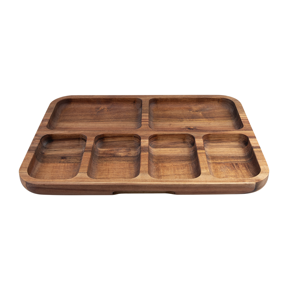Alfresco Lane Acacia Wood 6 Compartment Rectangular Grazing Platter with Lid — View 2