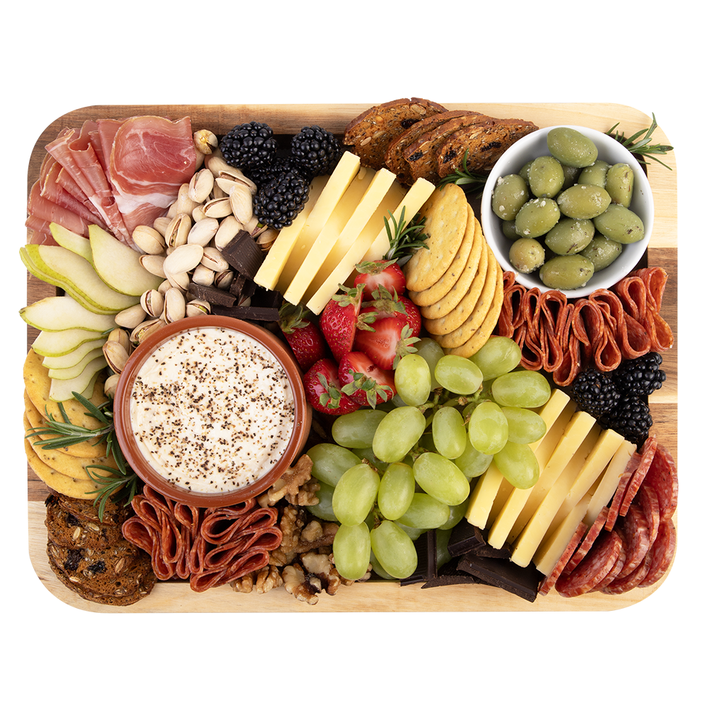 Alfresco Lane Acacia Wood Grazing Platter with Lid - 6 compartment serving board