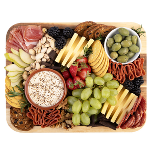 Alfresco Lane Acacia Wood Grazing Platter with Lid - 6 compartment serving board