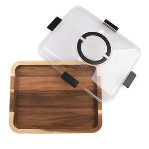 Alfresco Lane Acacia Wood Grazing Platter with Lid - 6 compartment serving board