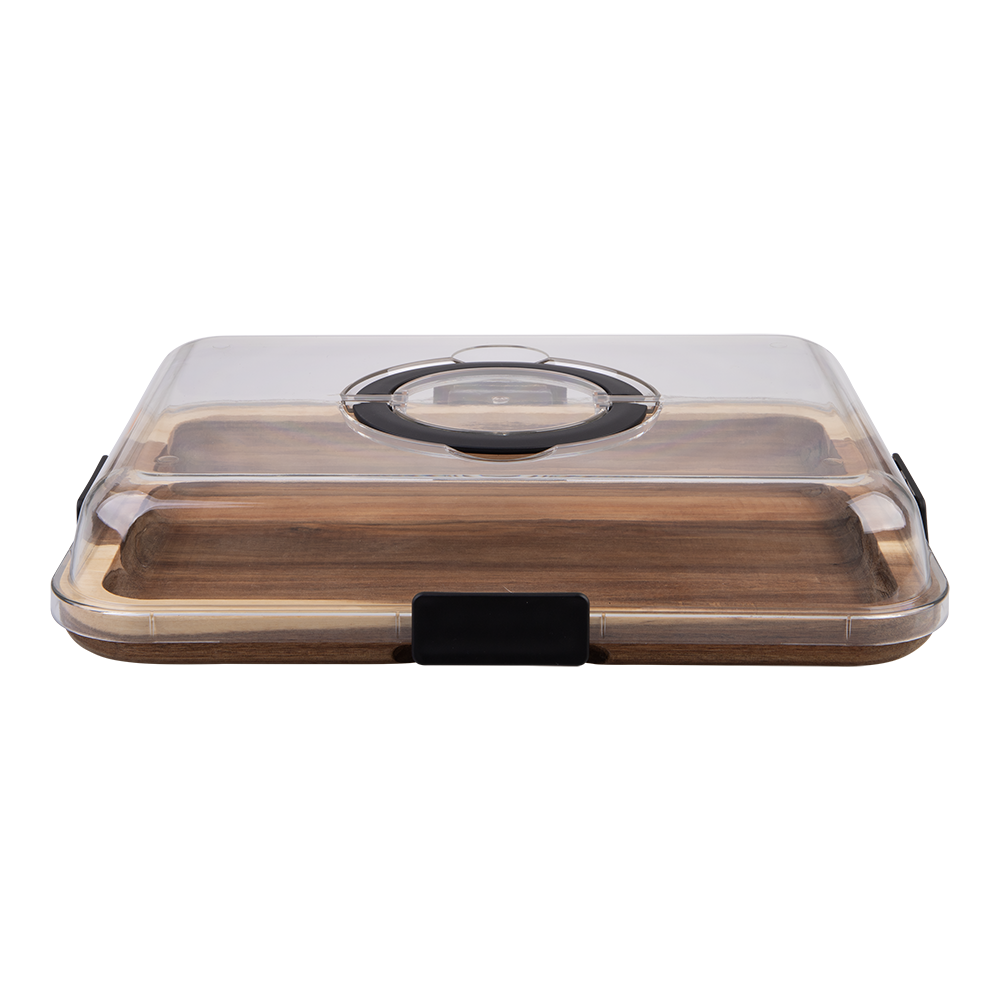 Alfresco Lane Acacia Wood Grazing Platter with Lid - 6 compartment serving board