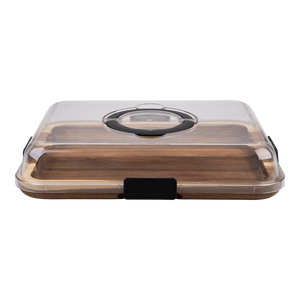 Alfresco Lane Acacia Wood Grazing Platter with Lid - 6 compartment serving board
