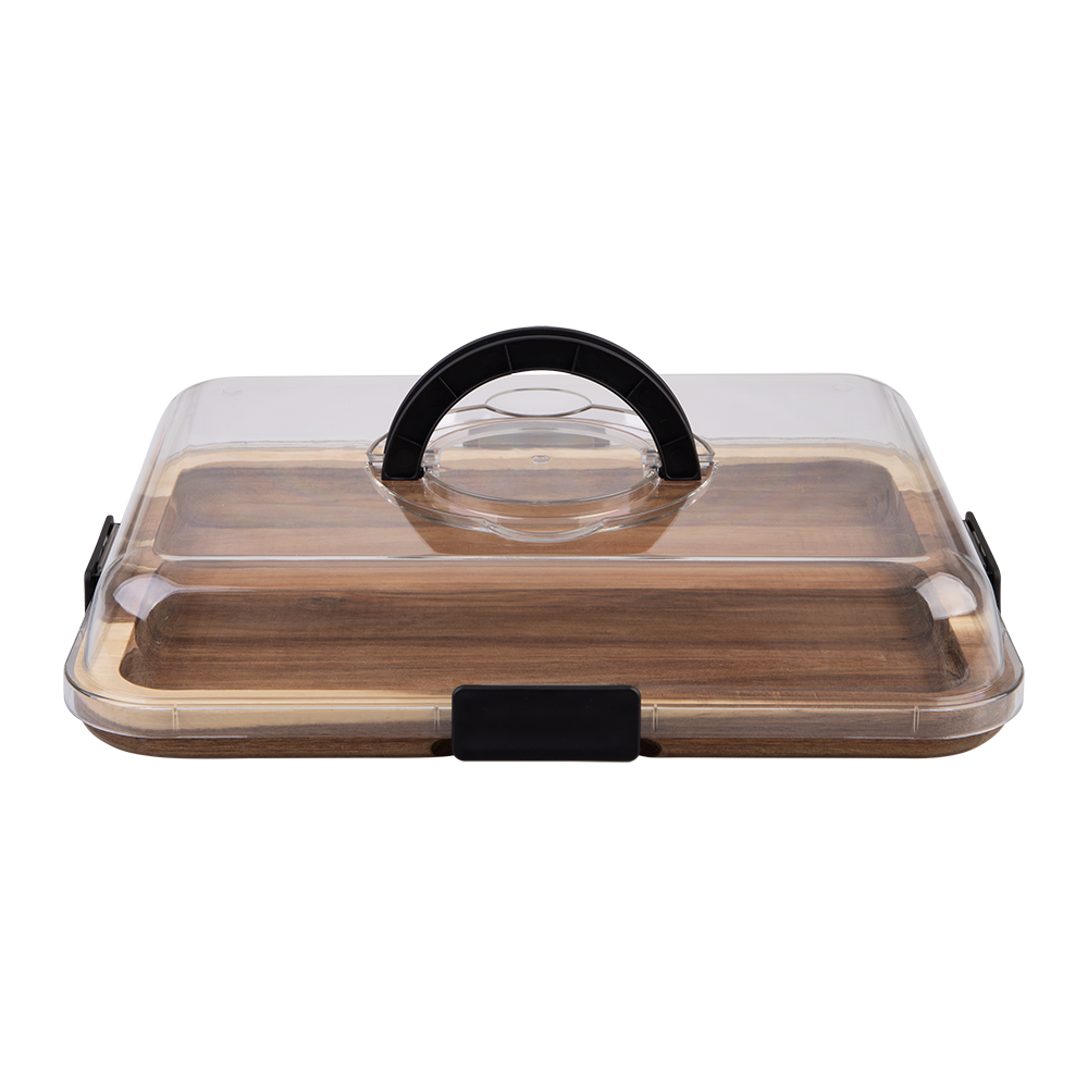 Alfresco Lane Acacia Wood Grazing Platter with Lid - 6 compartment serving board