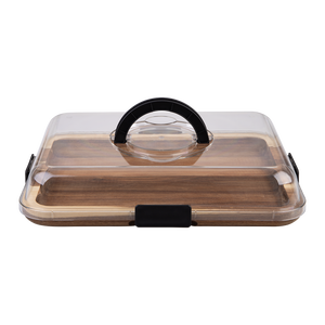 Alfresco Lane Acacia Wood Grazing Platter with Lid - 6 compartment serving board