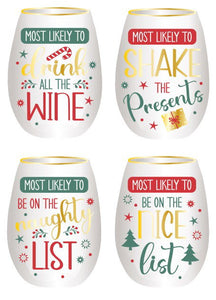 Fa La La Stemless Wine Glass – Ladelle, four sayings designs