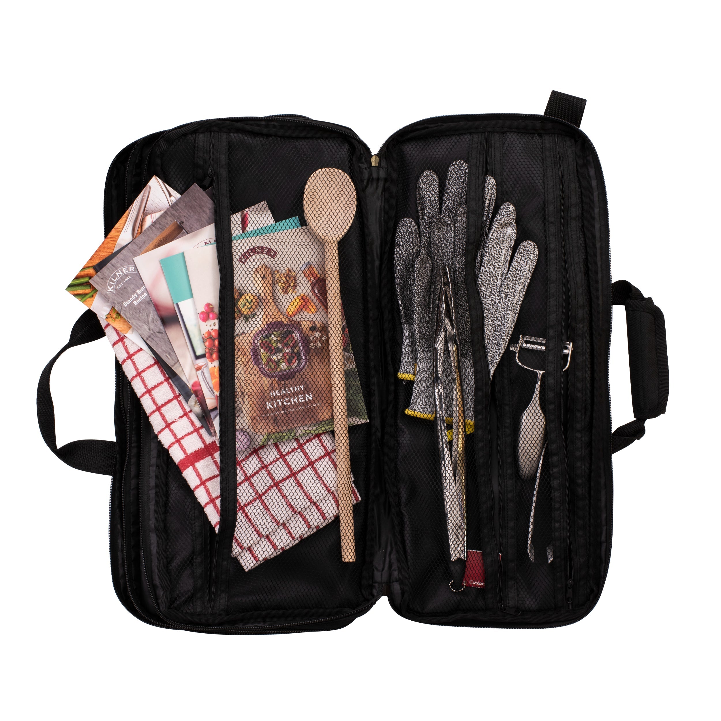 Kasumi Knife Roll 18 Pocket Black - interior padded compartments view