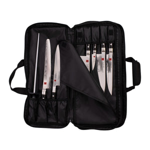 Kasumi Knife Roll 18 Pocket Black - open layout with knife slots