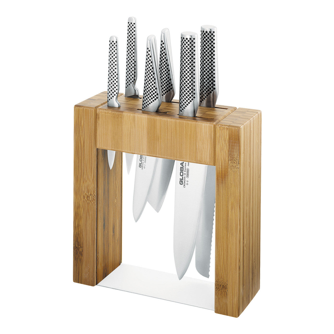 Global Ikasu 7-Piece Knife Block Set Bamboo Block - Japanese kitchen knives