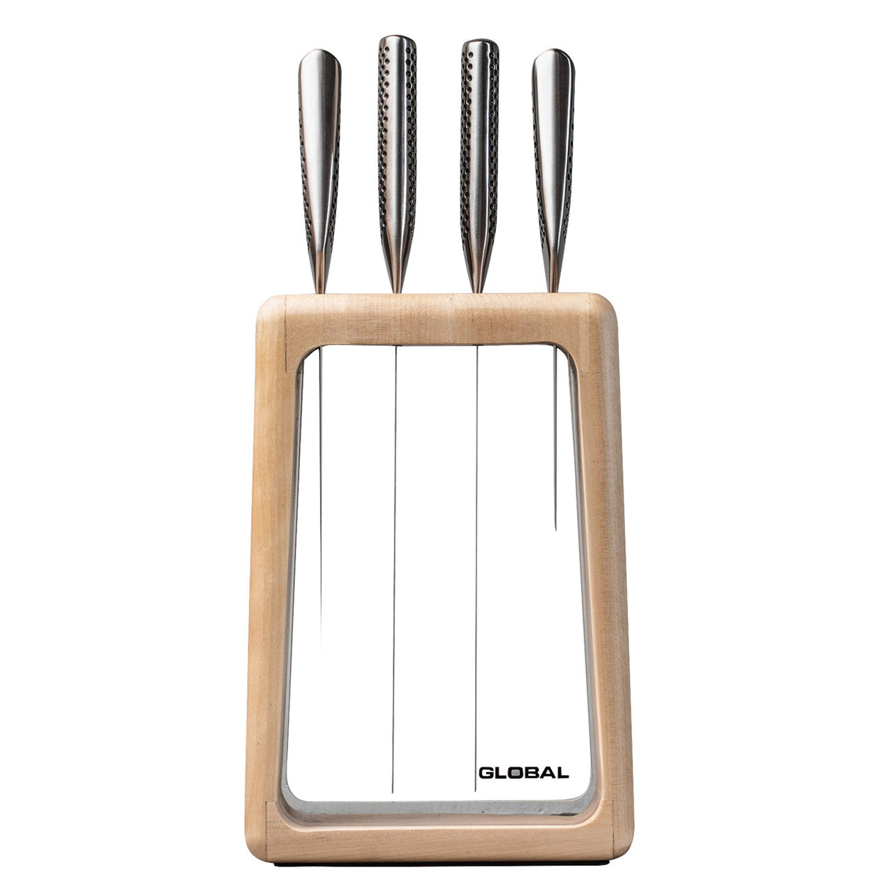 SKU 79670 Global Hashira 5 piece knife block maple cromova18 stainless