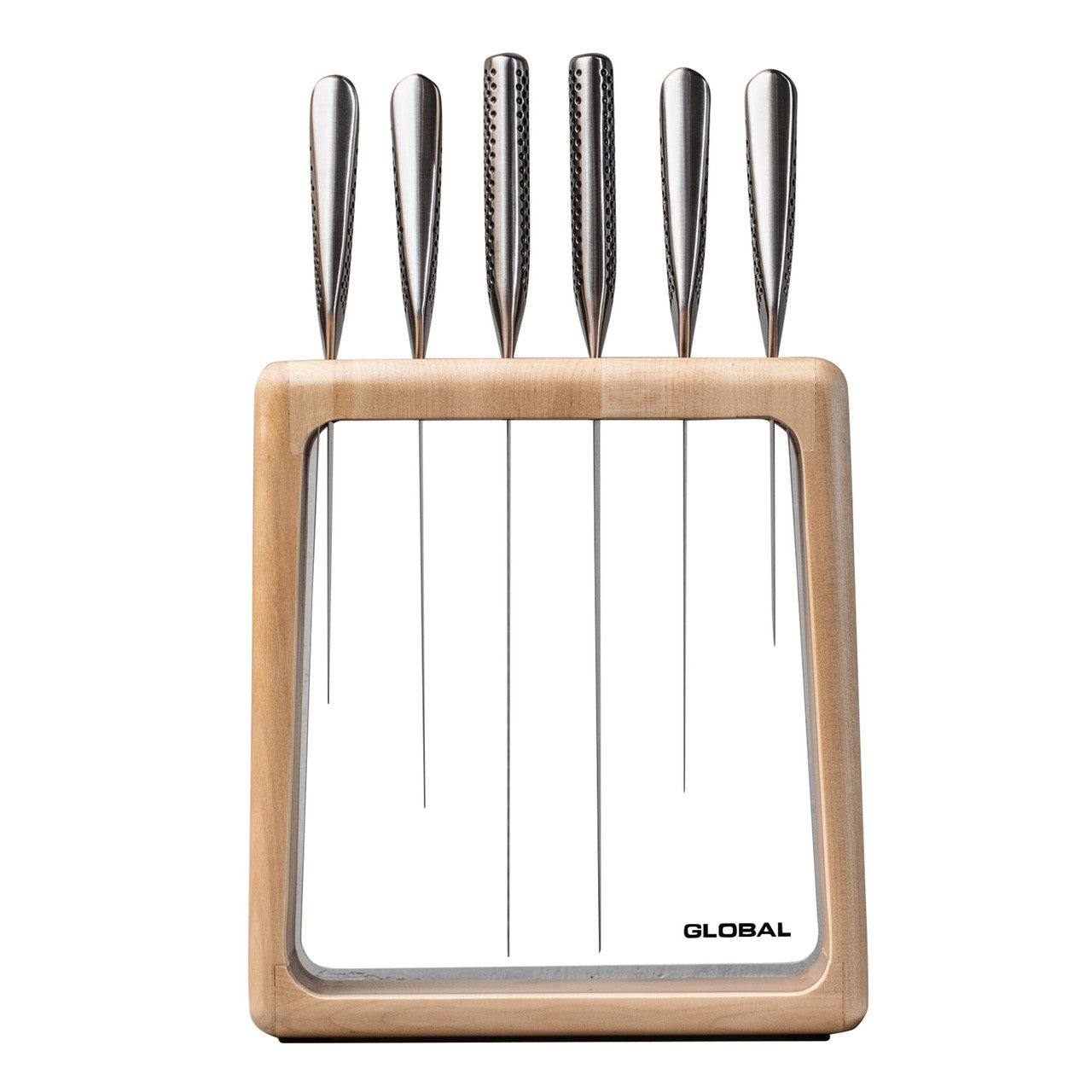 SKU 79672 Global Hashira 7 piece knife block maple cromova18 stainless