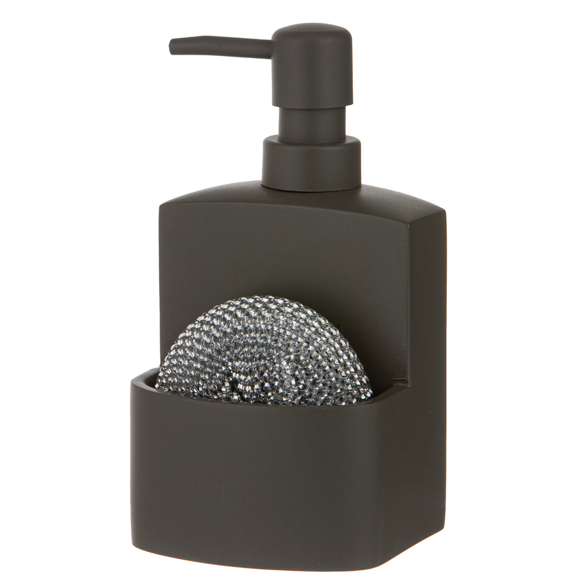 Ladelle Essentials Charcoal 2pc Kitchen Cleaning Set - sink-side dish brush and scrubber