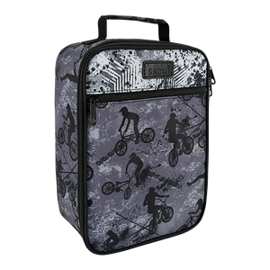 Sachi Style 225 Insulated Junior Lunch Bag - Shadow Rider - grey and black with BMX rider silhouettes