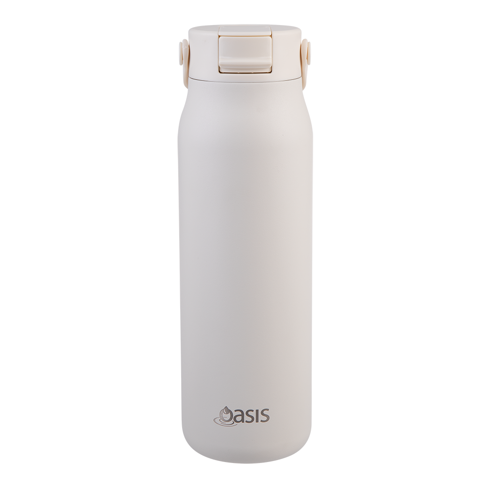 Oasis Ceramic Lined Stainless Steel Double Wall Insulated ‘Sorrento’ Sipper Bottle 900mL — Alabaster