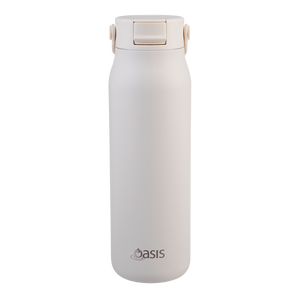 Oasis Ceramic Lined Stainless Steel Double Wall Insulated ‘Sorrento’ Sipper Bottle 900mL — Alabaster