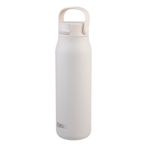 Oasis Ceramic Lined Stainless Steel Double Wall Insulated ‘Sorrento’ Sipper Bottle 900mL — Alabaster — View 2