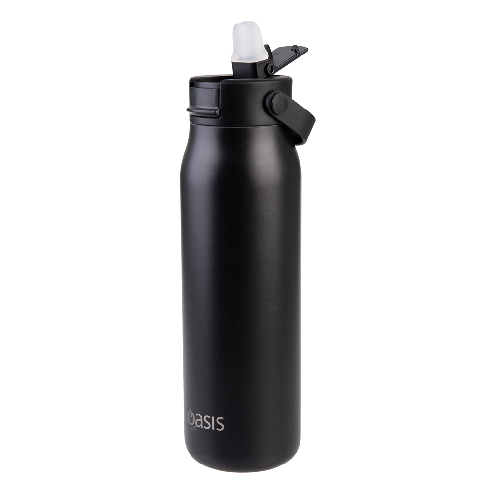 Oasis Ceramic Lined Stainless Steel Double Wall Insulated ‘Sorrento’ Sipper Bottle 900mL — Black — View 2