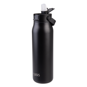 Oasis Ceramic Lined Stainless Steel Double Wall Insulated ‘Sorrento’ Sipper Bottle 900mL — Black — View 2