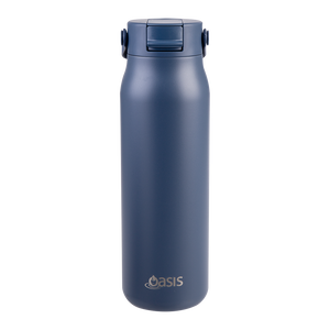 Oasis Ceramic Lined Stainless Steel Double Wall Insulated ‘Sorrento’ Sipper Bottle 900mL — Indigo