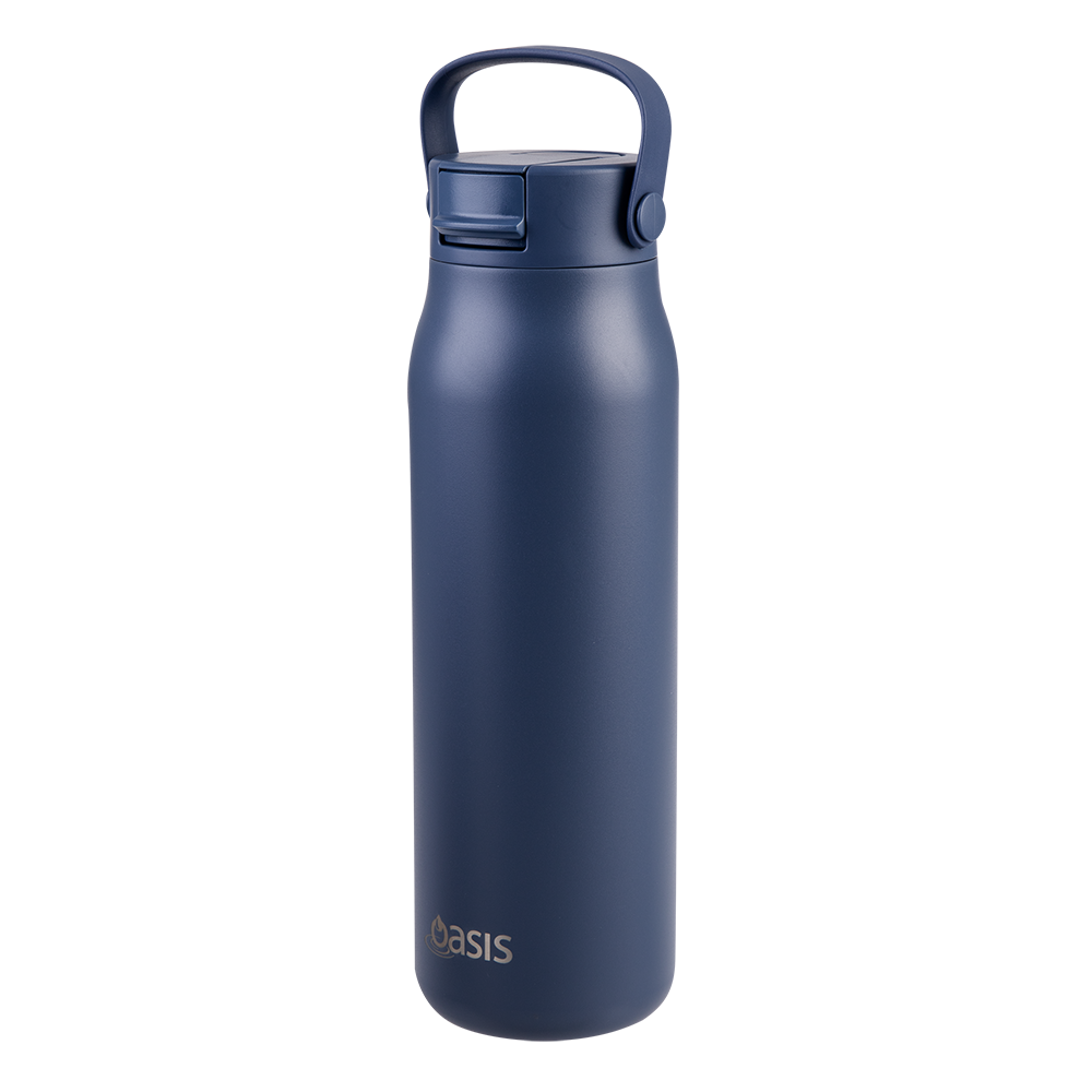 Oasis Ceramic Lined Stainless Steel Double Wall Insulated ‘Sorrento’ Sipper Bottle 900mL — Indigo — View 2