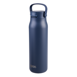 Oasis Ceramic Lined Stainless Steel Double Wall Insulated ‘Sorrento’ Sipper Bottle 900mL — Indigo — View 2
