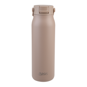 Oasis Ceramic Lined Stainless Steel Double Wall Insulated ‘Sorrento’ Sipper Bottle 900mL — Latte