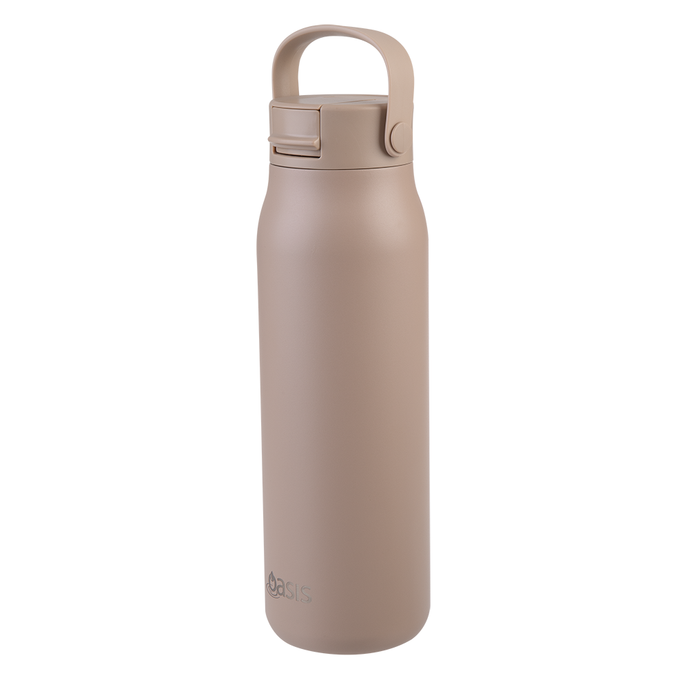 Oasis Ceramic Lined Stainless Steel Double Wall Insulated ‘Sorrento’ Sipper Bottle 900mL — Latte — View 2
