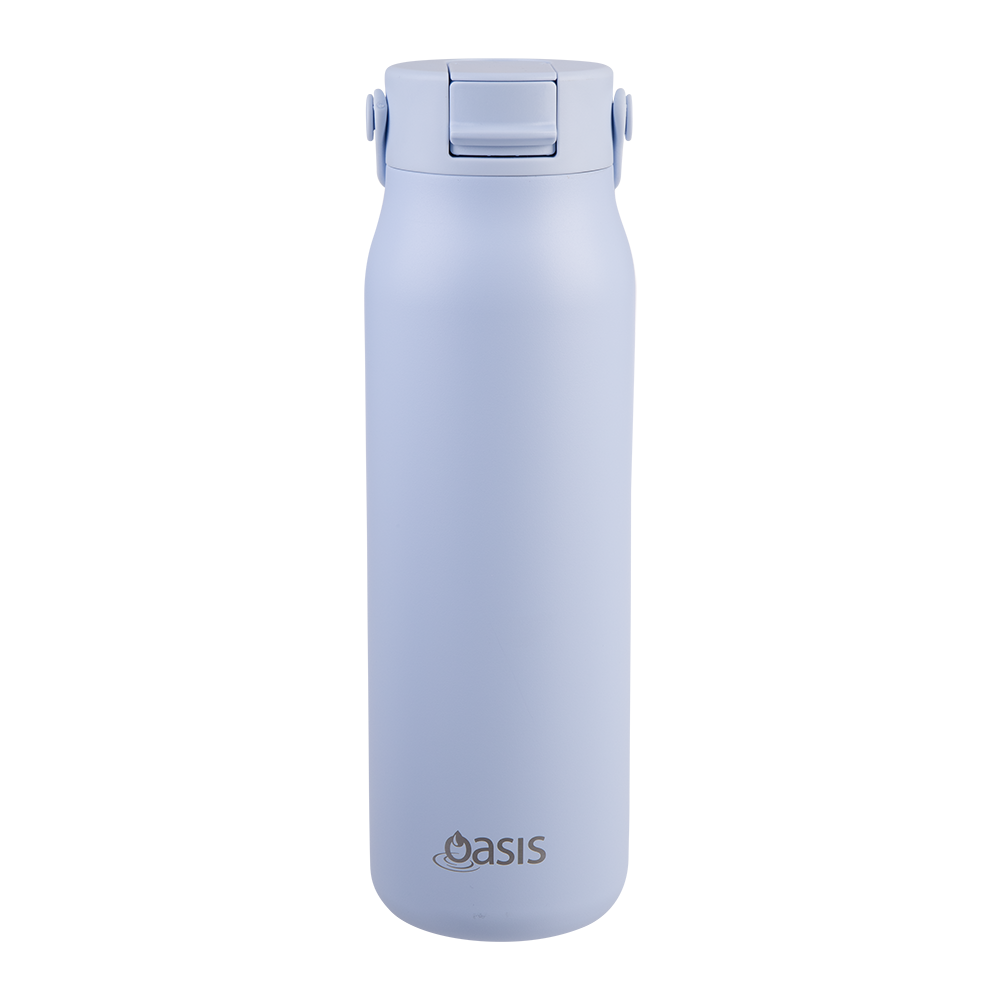 Oasis Ceramic Lined Stainless Steel Double Wall Insulated ‘Sorrento’ Sipper Bottle 900mL — Periwinkle
