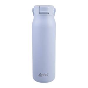 Oasis Ceramic Lined Stainless Steel Double Wall Insulated ‘Sorrento’ Sipper Bottle 900mL — Periwinkle