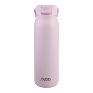 Oasis Ceramic Lined Stainless Steel Double Wall Insulated ‘Sorrento’ Sipper Bottle 900mL — Pink Lemonade