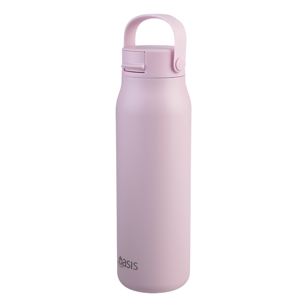Oasis Ceramic Lined Stainless Steel Double Wall Insulated ‘Sorrento’ Sipper Bottle 900mL — Pink Lemonade — View 2
