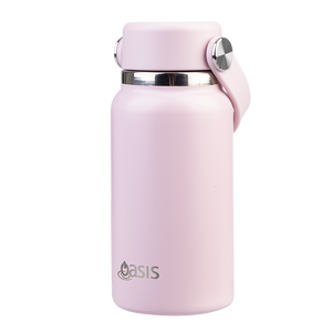 Oasis Insulated Mini Drink Bottle 200ml Pink Lemonade with handle folded - kids water bottle
